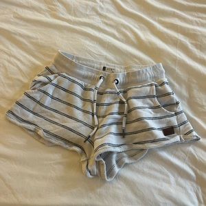 Roxy white shorts w/ navy stripes